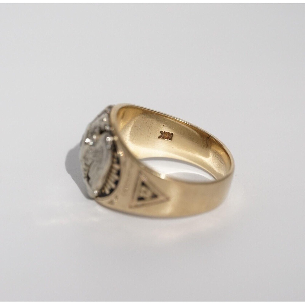 Vintage 10k Solid Gold Men's 32nd Degree Mason High Quality Natural Diamond Ring - Picture 4 of 9